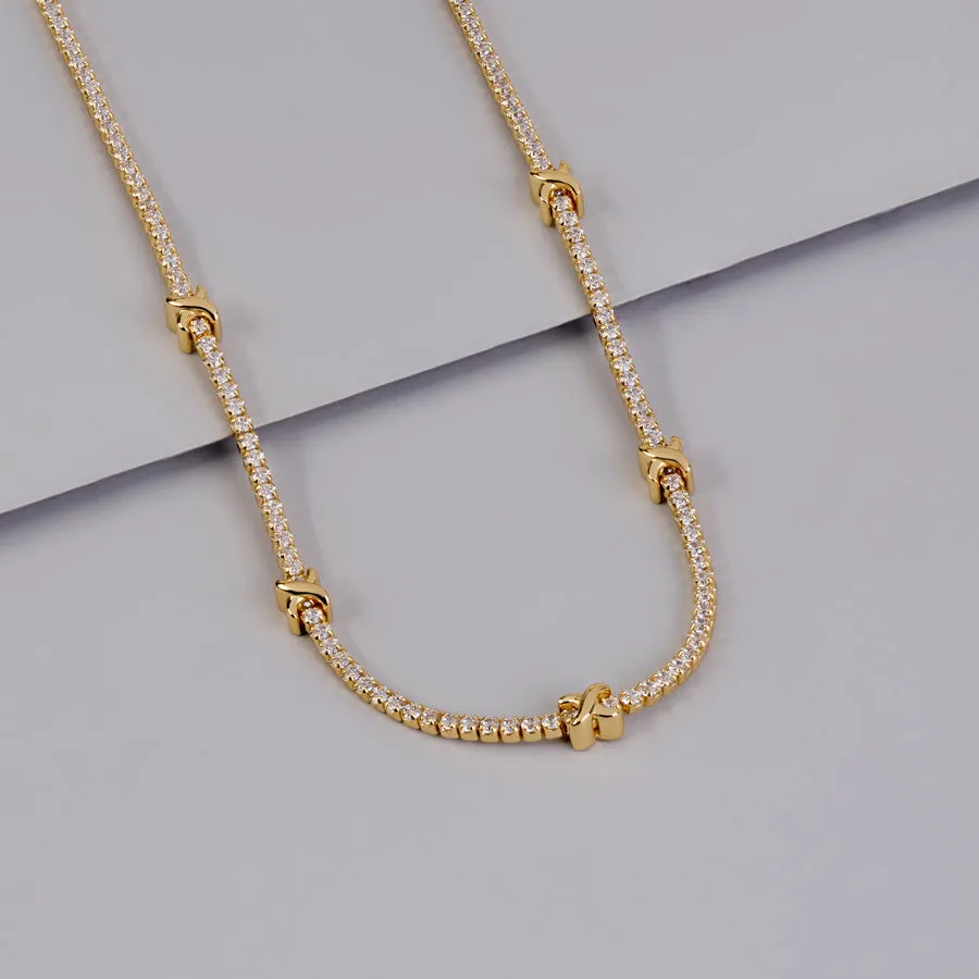 Pave 14K Gold Vermeil Petite Tennis Necklace sold by Wanderlust and Co