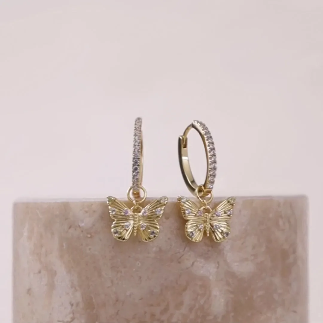 Butterfly Gold Hoop Earrings sold by Wanderlust and Co product image thumbnail 4