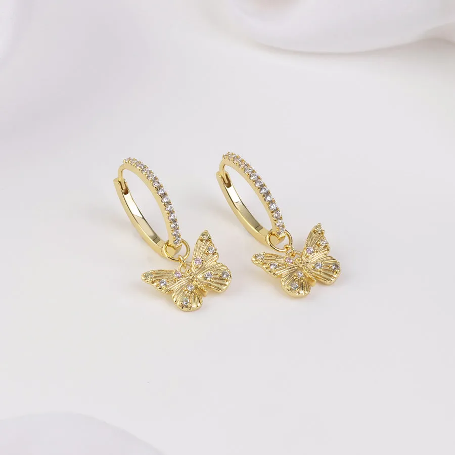 Butterfly Gold Hoop Earrings sold by Wanderlust and Co