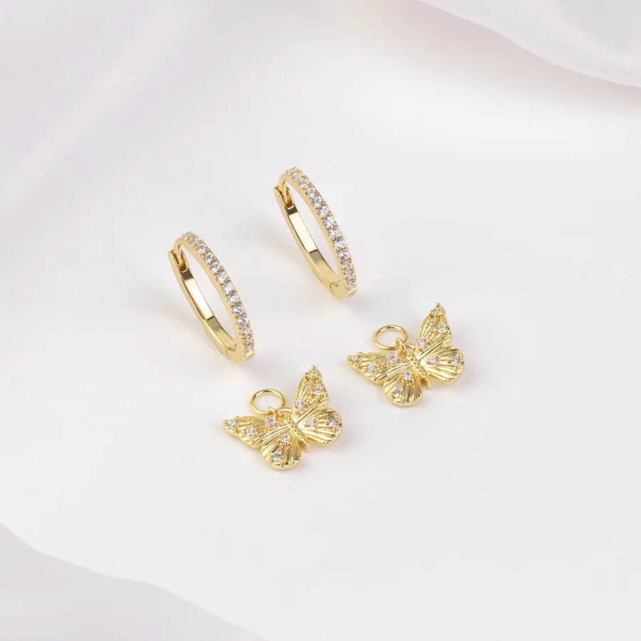 Butterfly Gold Hoop Earrings sold by Wanderlust and Co product image thumbnail 3