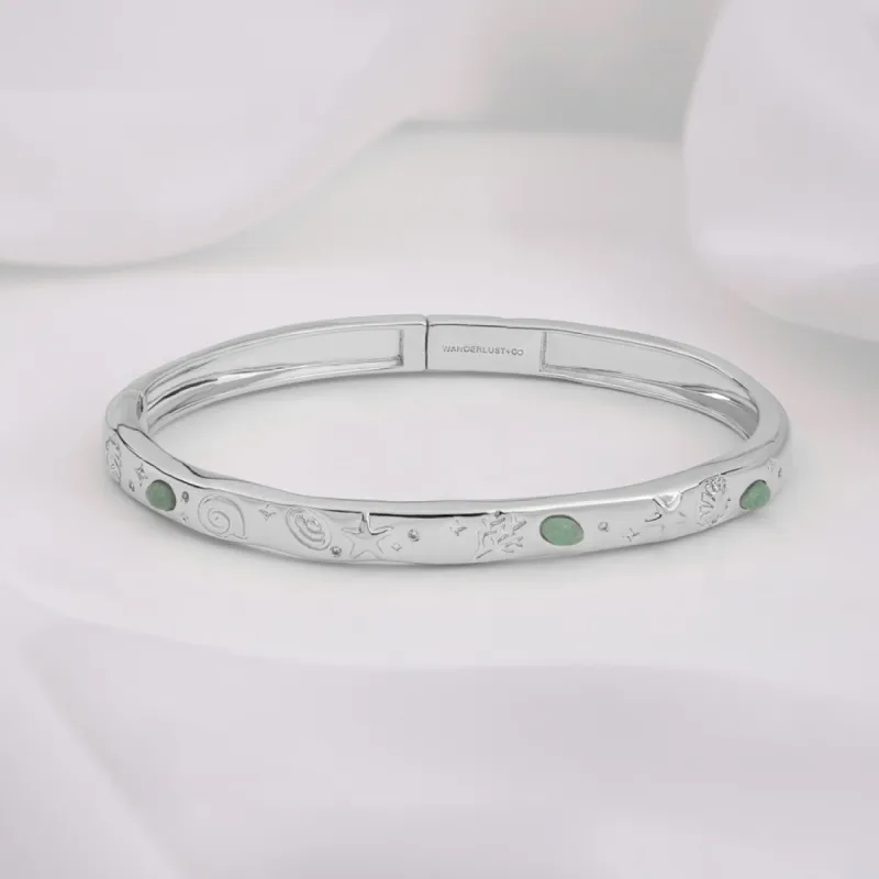 Keepsakes Aventurine Silver Bangle sold by Wanderlust and Co