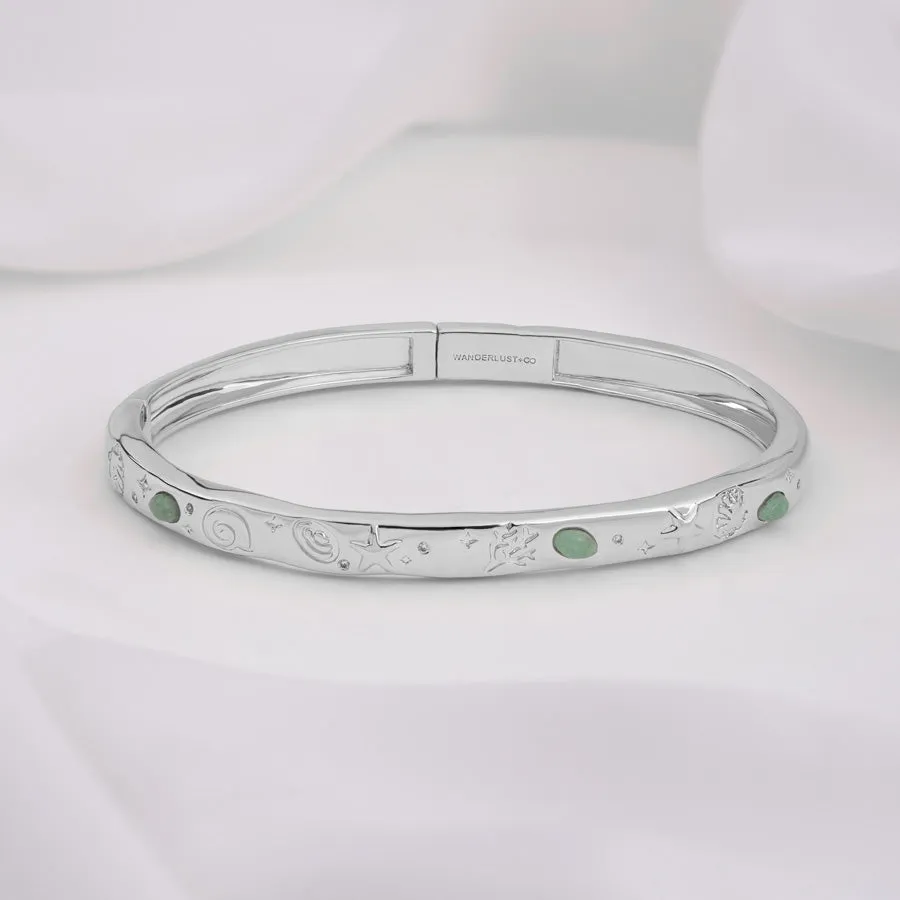 Keepsakes Aventurine Silver Bangle sold by Wanderlust and Co