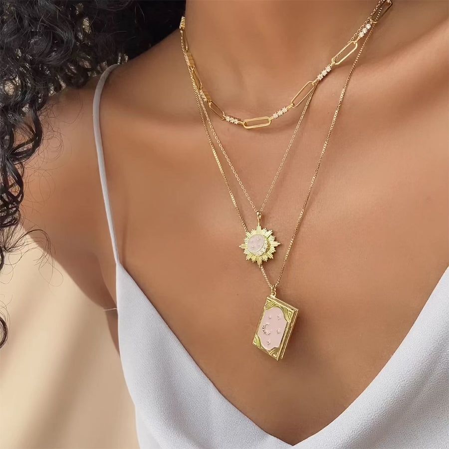 Moonlit Taupe & Gold Locket Necklace sold by Wanderlust and Co product image thumbnail 5