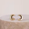 Crescent Moon Black & Gold Stud Earrings sold by Wanderlust and Co