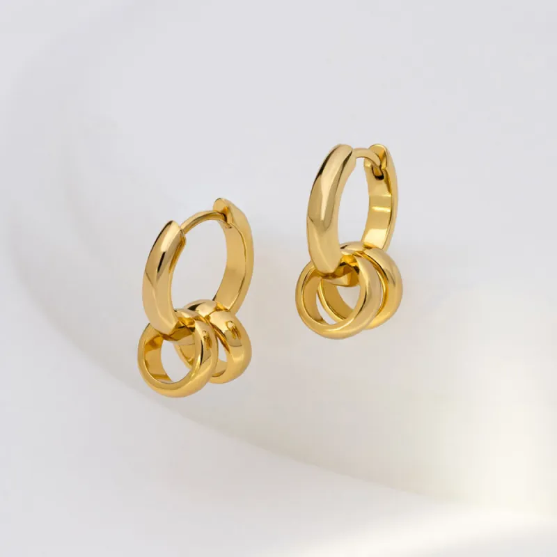 Classic Double Gold 10mm Huggie Earrings sold by Wanderlust and Co