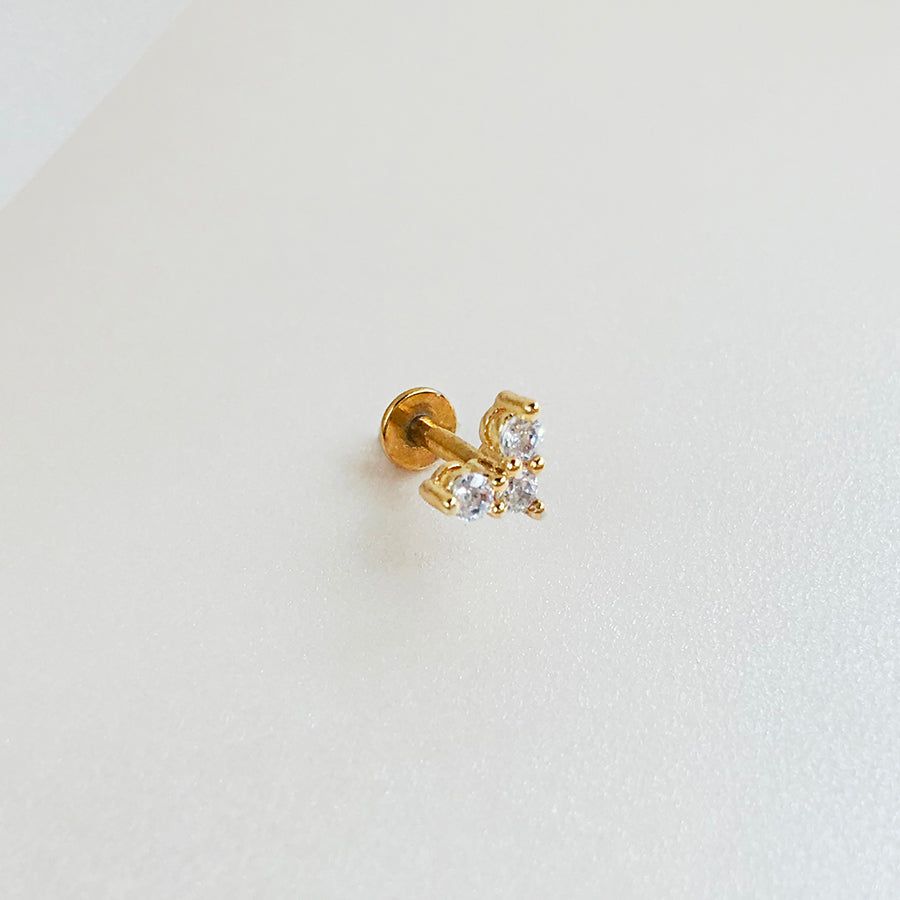 V Diamante Gold Flat Back Earring sold by Wanderlust and Co