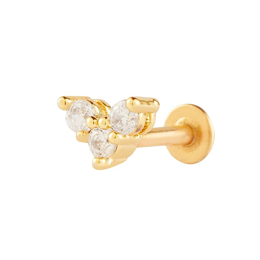V Diamante Gold Flat Back Earring sold by Wanderlust and Co product image thumbnail 4