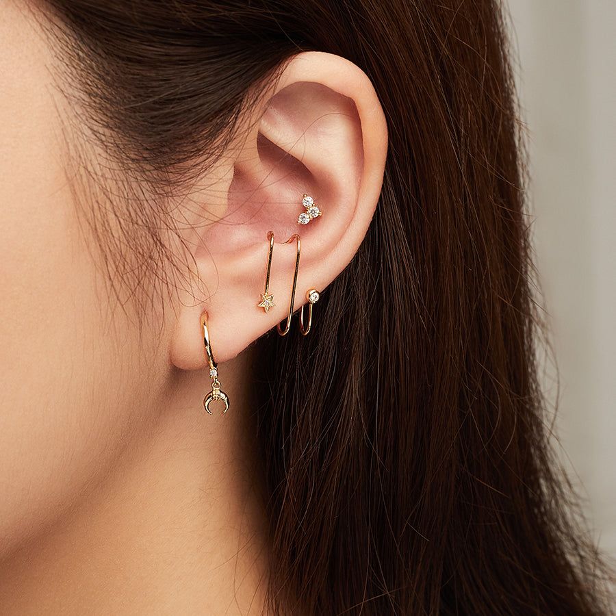 V Diamante Gold Flat Back Earring sold by Wanderlust and Co product image thumbnail 2
