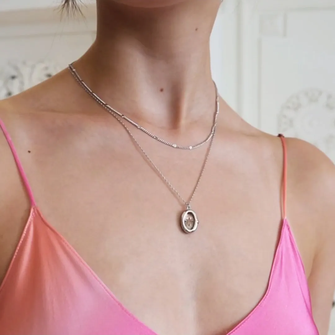 Aura Citrine Quartz Silver Locket Necklace sold by Wanderlust and Co product image thumbnail 3