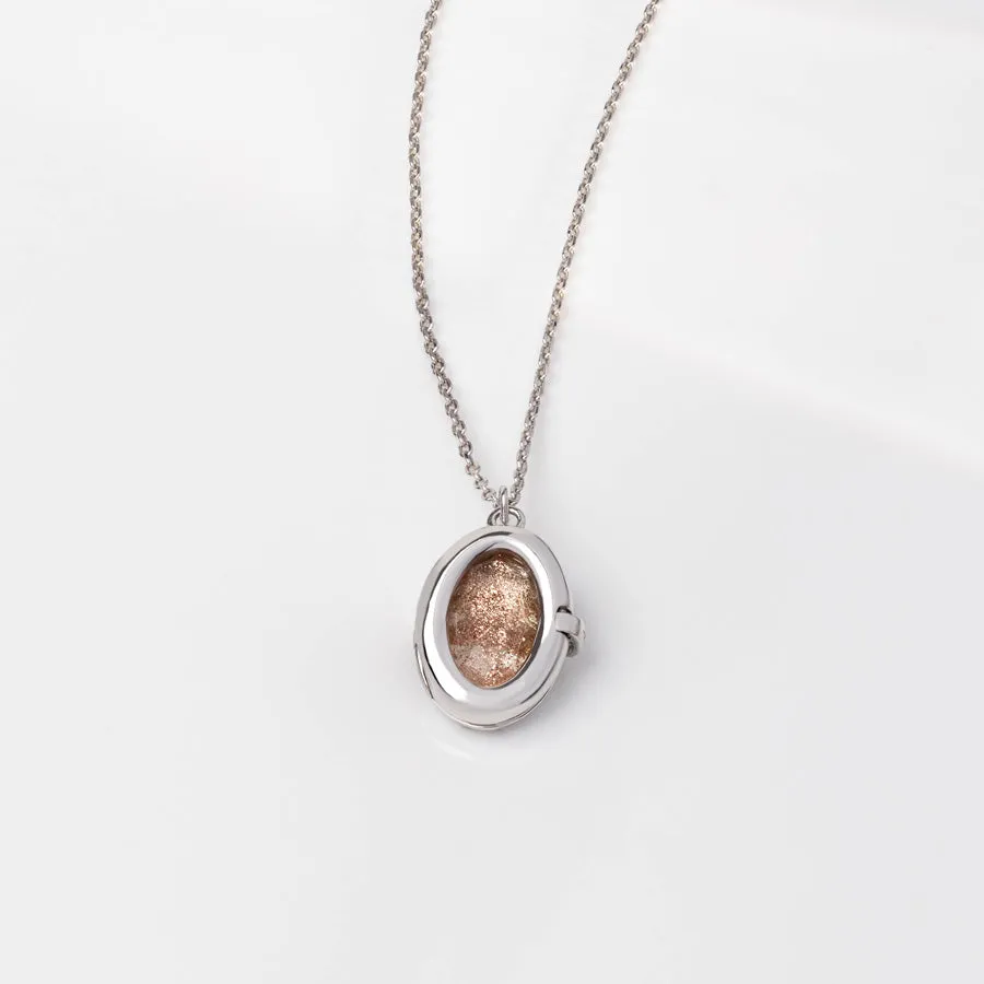 Aura Citrine Quartz Silver Locket Necklace sold by Wanderlust and Co