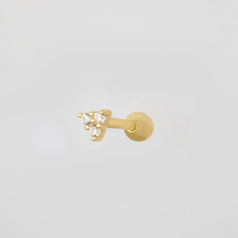 Trio Diamante Gold Barbell Earring sold by Wanderlust and Co