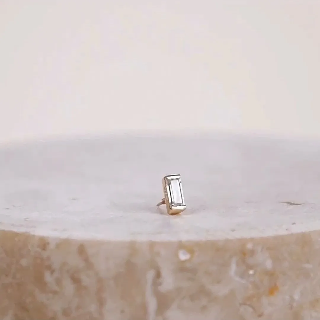 Baguette 14K Solid Gold Front Earring Stud sold by Wanderlust and Co product image thumbnail 3