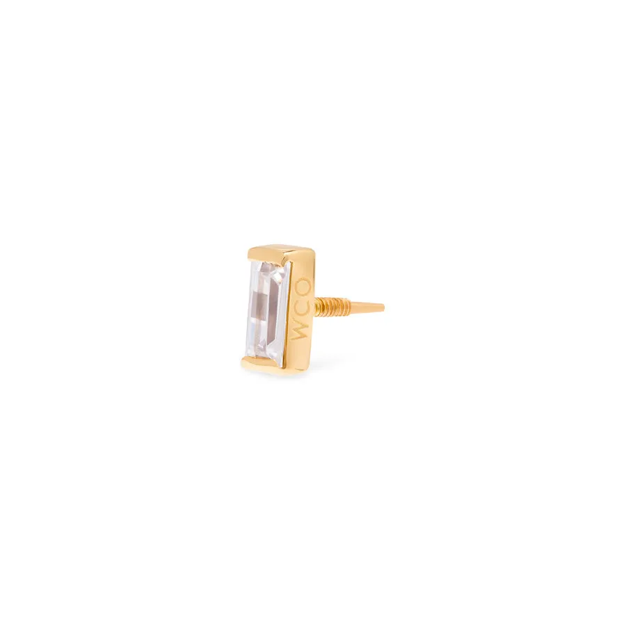 Baguette 14K Solid Gold Front Earring Stud sold by Wanderlust and Co product image thumbnail 5