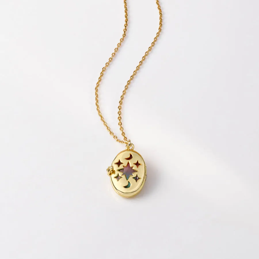 Aura Ombre Fuchsia & Turquoise Gold Locket Necklace sold by Wanderlust and Co product image thumbnail 4