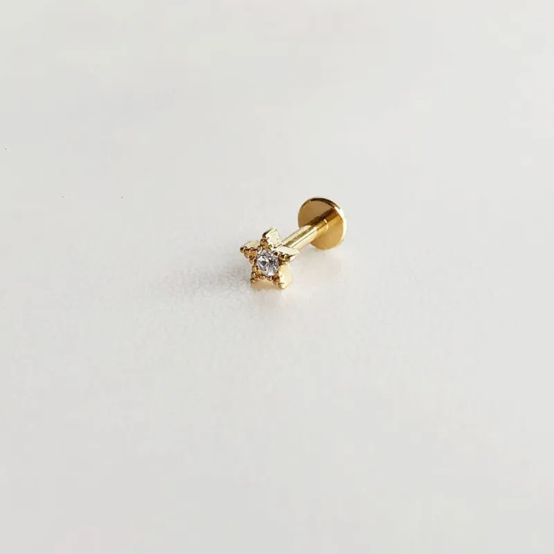 Star Diamante Gold Flat Back Earring sold by Wanderlust and Co