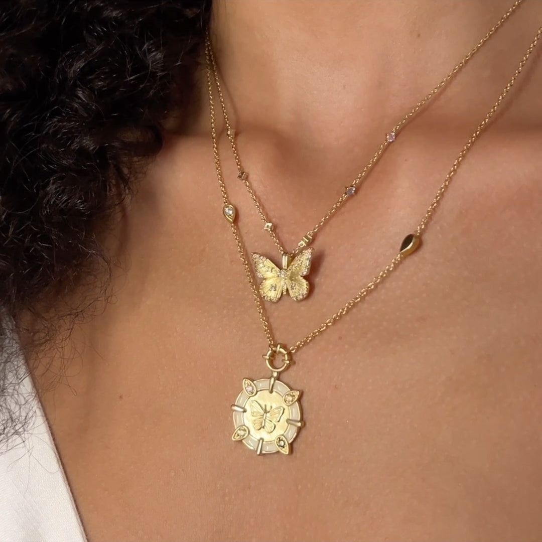 Butterfly Ivory & Gold Necklace sold by Wanderlust and Co product image thumbnail 3