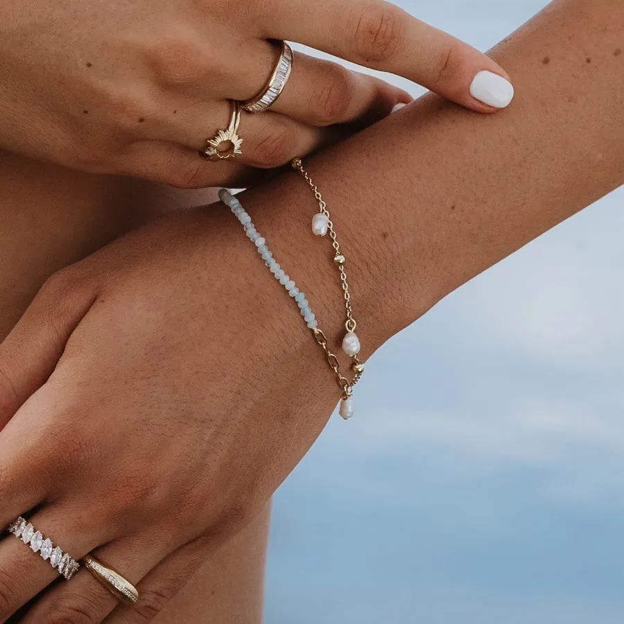 Aquamarine Seafoam Gold Bracelet sold by Wanderlust and Co product image thumbnail 2