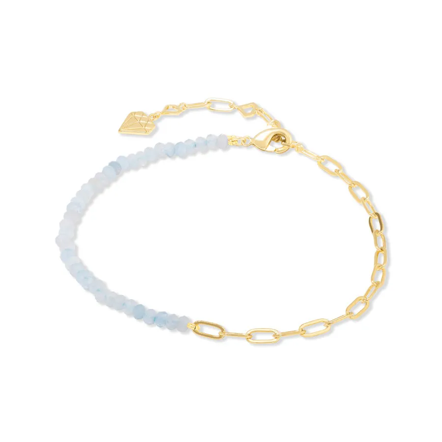 Aquamarine Seafoam Gold Bracelet sold by Wanderlust and Co product image thumbnail 5