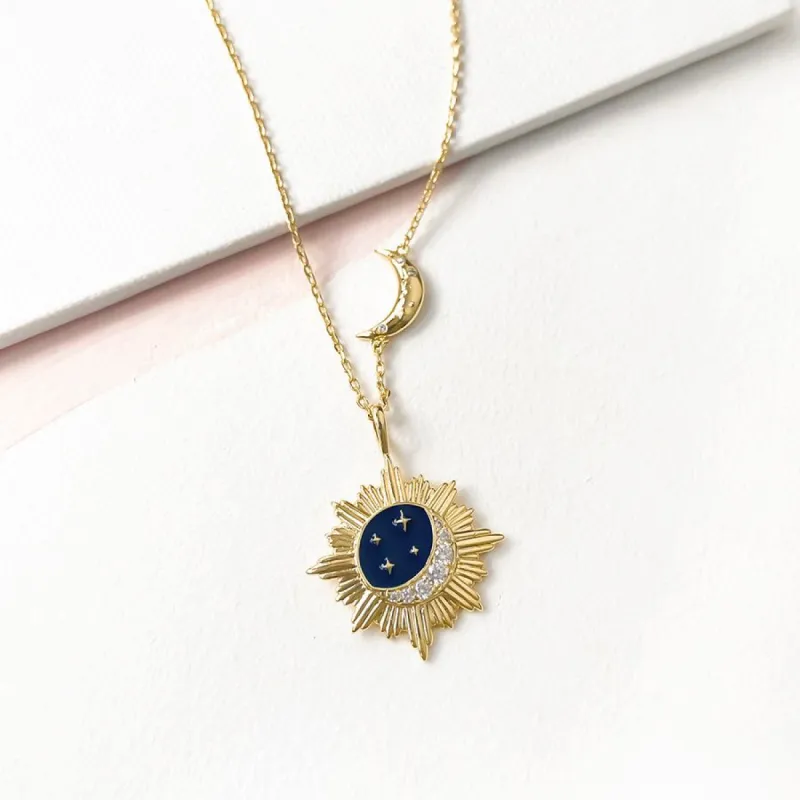 Moonlit Navy & Gold Necklace sold by Wanderlust and Co