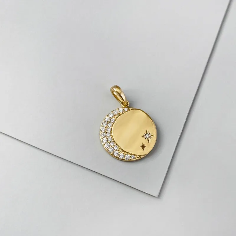 Moonlight Pave 14K Gold Vermeil Pendant sold by Wanderlust and Co
