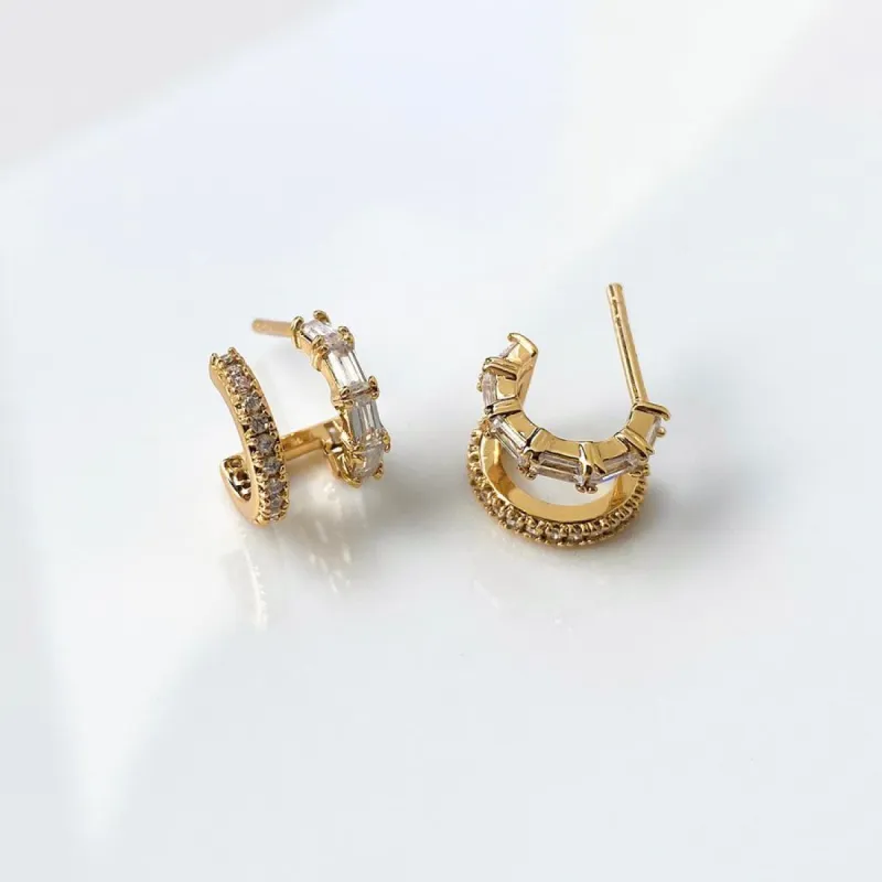 Double Pave Gold 7mm Baby Huggie Earrings sold by Wanderlust and Co