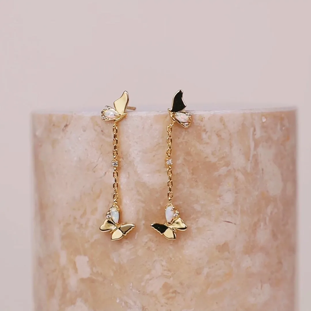 Butterfly Opal Gold Earrings sold by Wanderlust and Co product image thumbnail 3