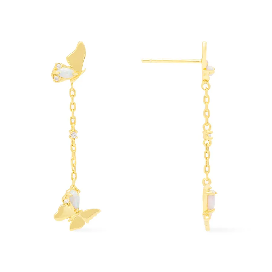 Butterfly Opal Gold Earrings sold by Wanderlust and Co product image thumbnail 5