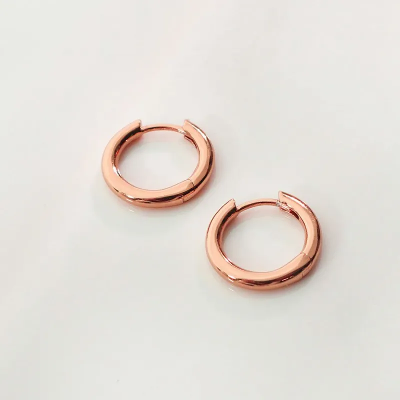 Classic Rose Gold 10mm Huggie Earrings sold by Wanderlust and Co