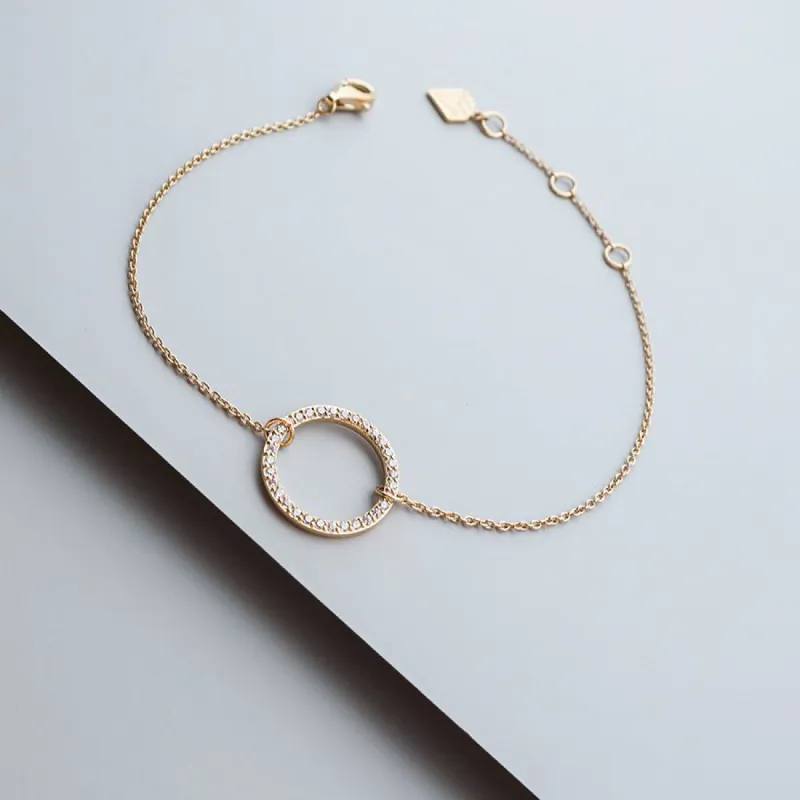 Puffy Pave Round 14K Gold Vermeil Bracelet sold by Wanderlust and Co