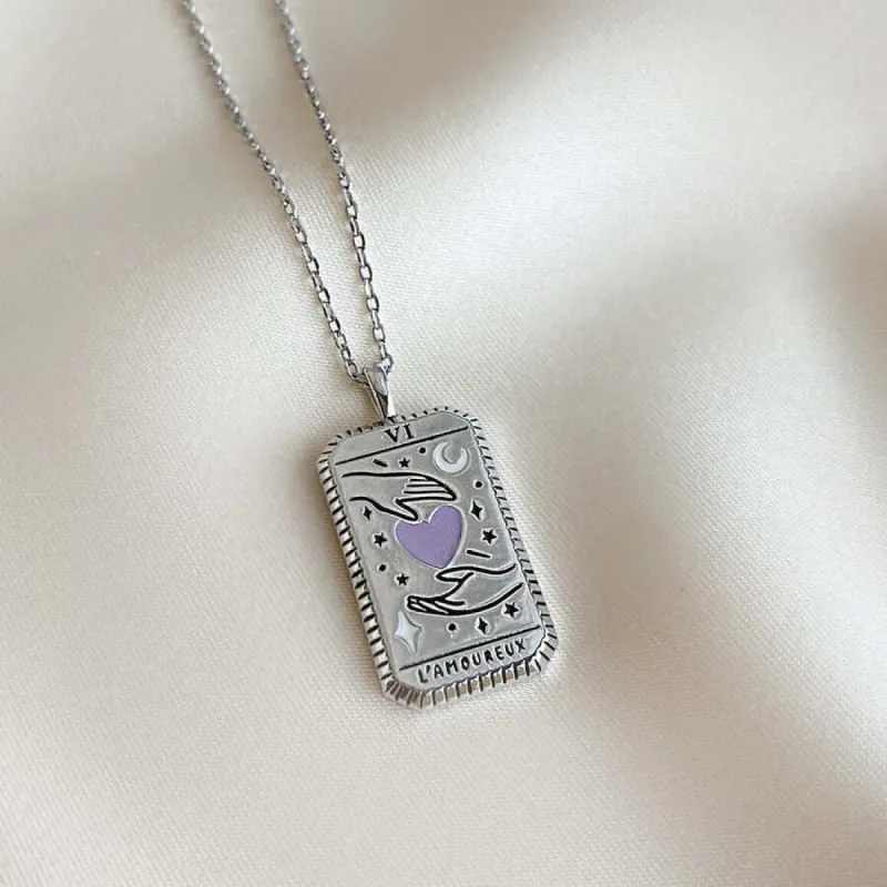 L'Amoureux Silver Tarot Necklace sold by Wanderlust and Co