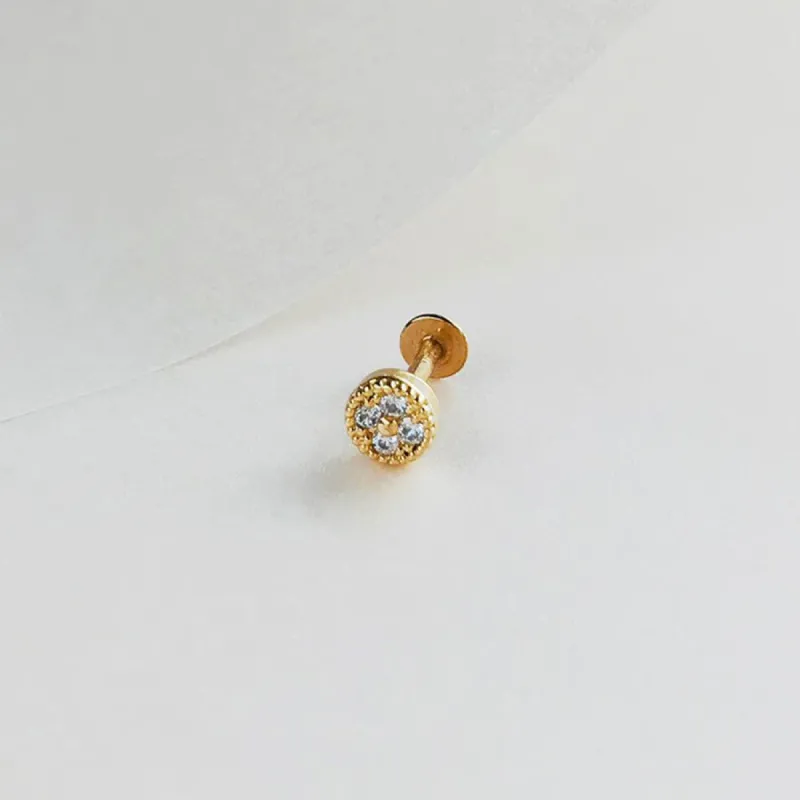 Circle Diamante Gold Flat Back Earring sold by Wanderlust and Co
