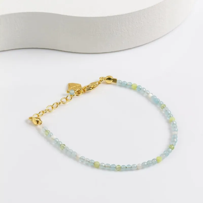 Amazonite 2.5mm Moonstone Gold Beaded Bracelet sold by Wanderlust and Co