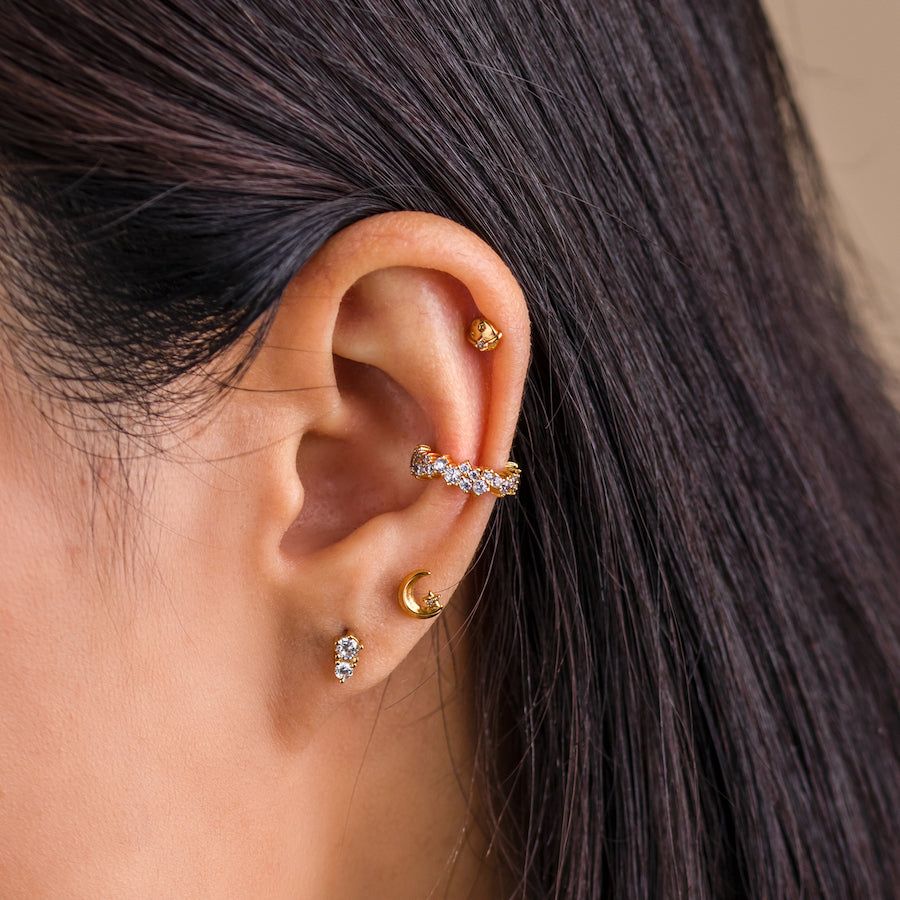 Double Diamante Gold Flat Back Earring sold by Wanderlust and Co product image thumbnail 2