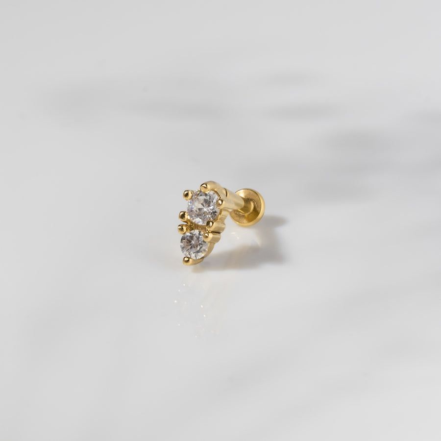 Double Diamante Gold Flat Back Earring sold by Wanderlust and Co