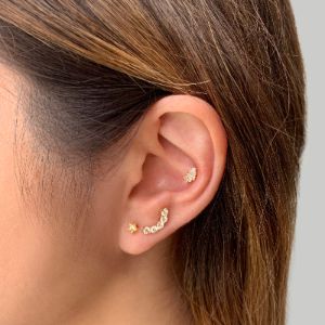 Star Diamante Gold Flat Back Earring sold by Wanderlust and Co