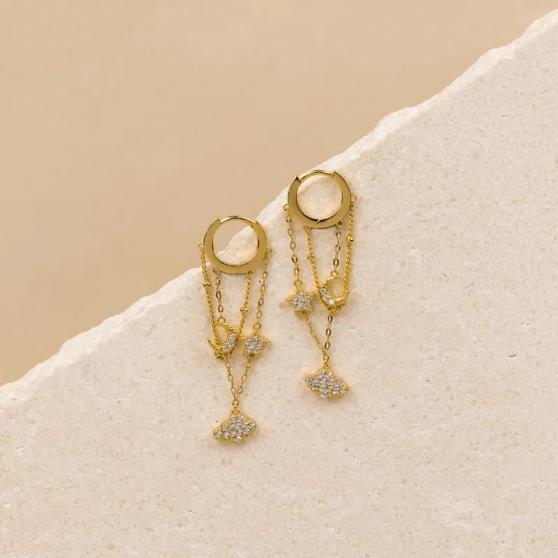 Cumulus Charms Gold Huggie Earrings sold by Wanderlust and Co