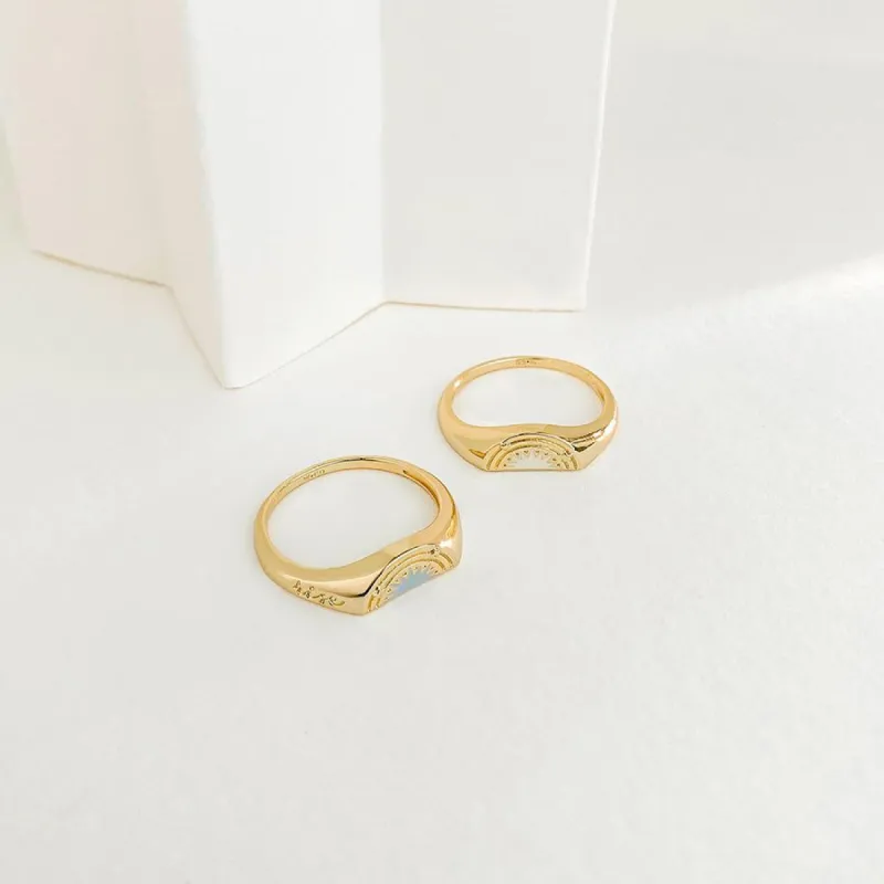 Rise Gold Mantra Ring Set sold by Wanderlust and Co