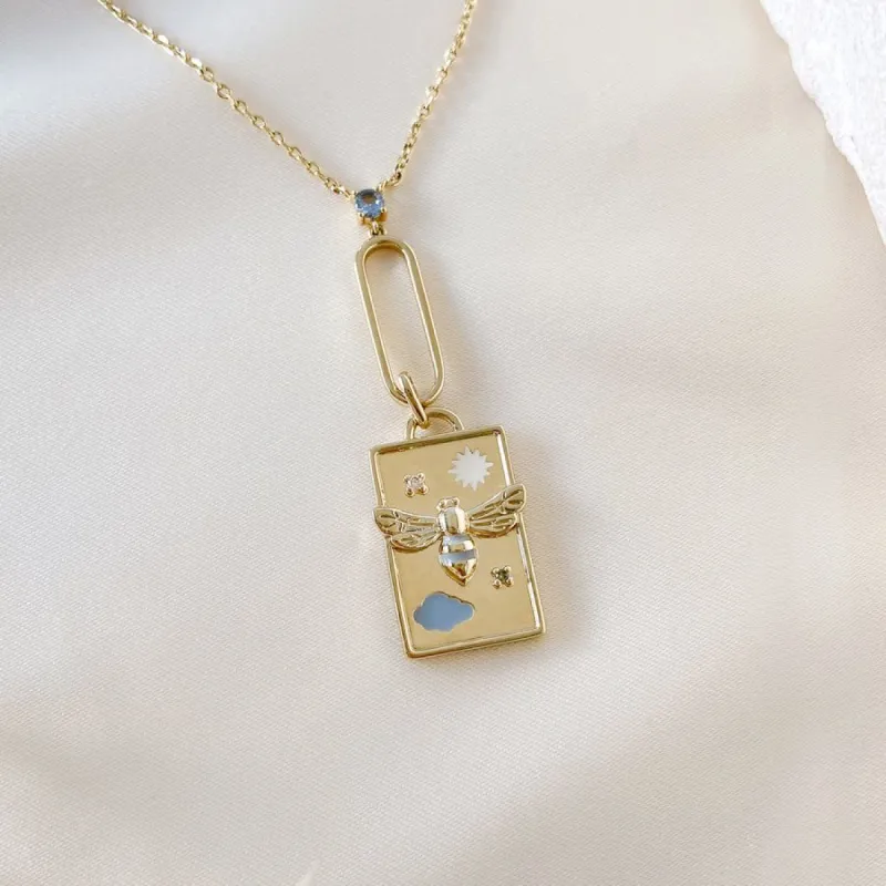 Summer Solstice Bee Gold Necklace sold by Wanderlust and Co