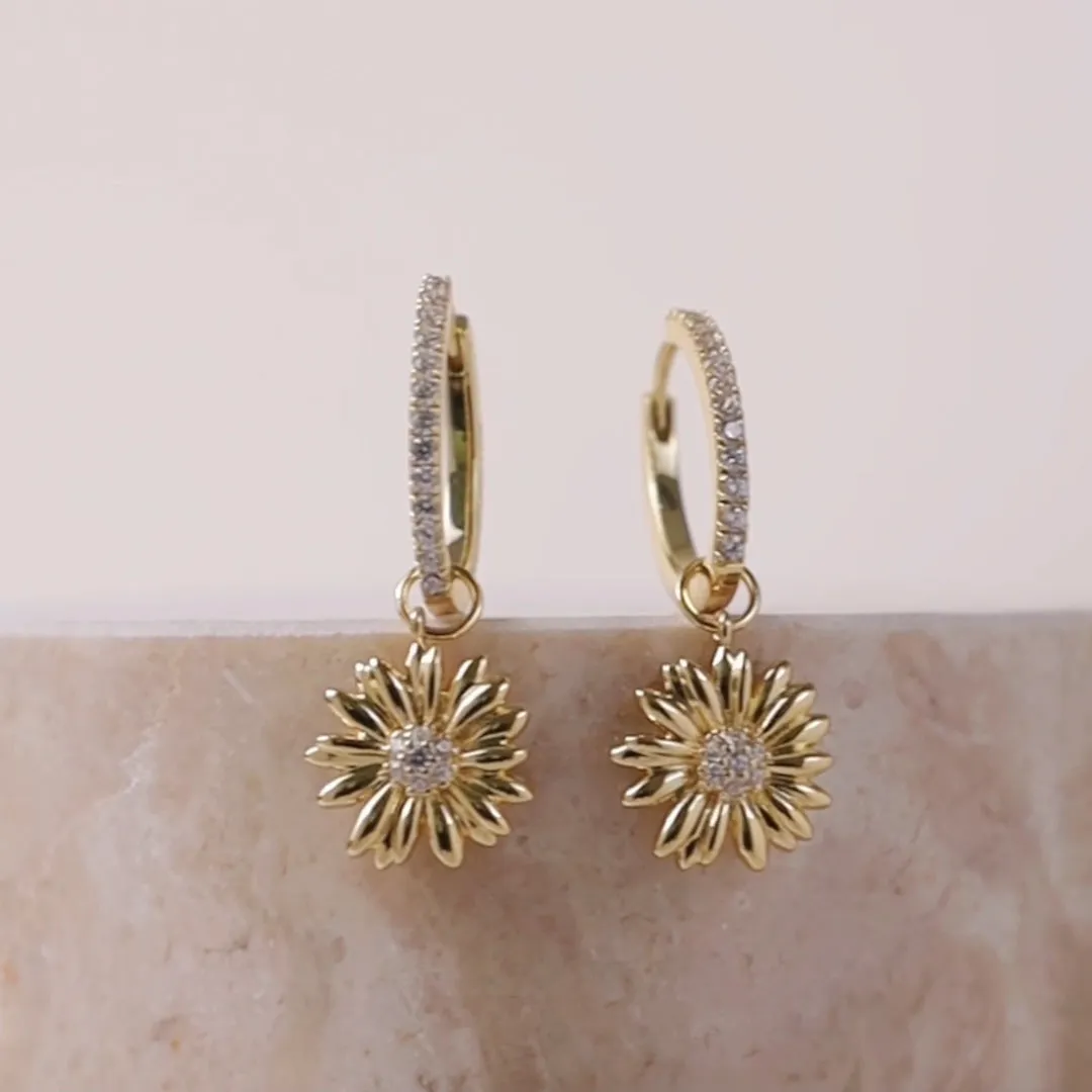 Daisy Gold Hoop Earrings sold by Wanderlust and Co product image thumbnail 4