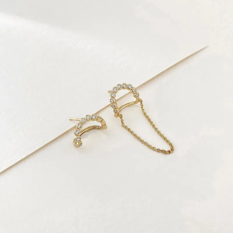 Pave Drop Chain Gold Earrings sold by Wanderlust and Co