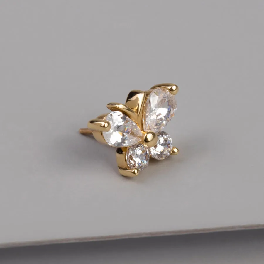 Flutter Diamante 14K Solid Gold Front Earring Stud sold by Wanderlust and Co