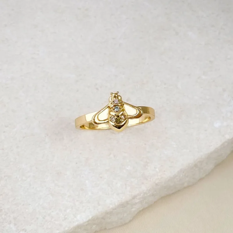 Summer Solstice Bee Gold Ring sold by Wanderlust and Co