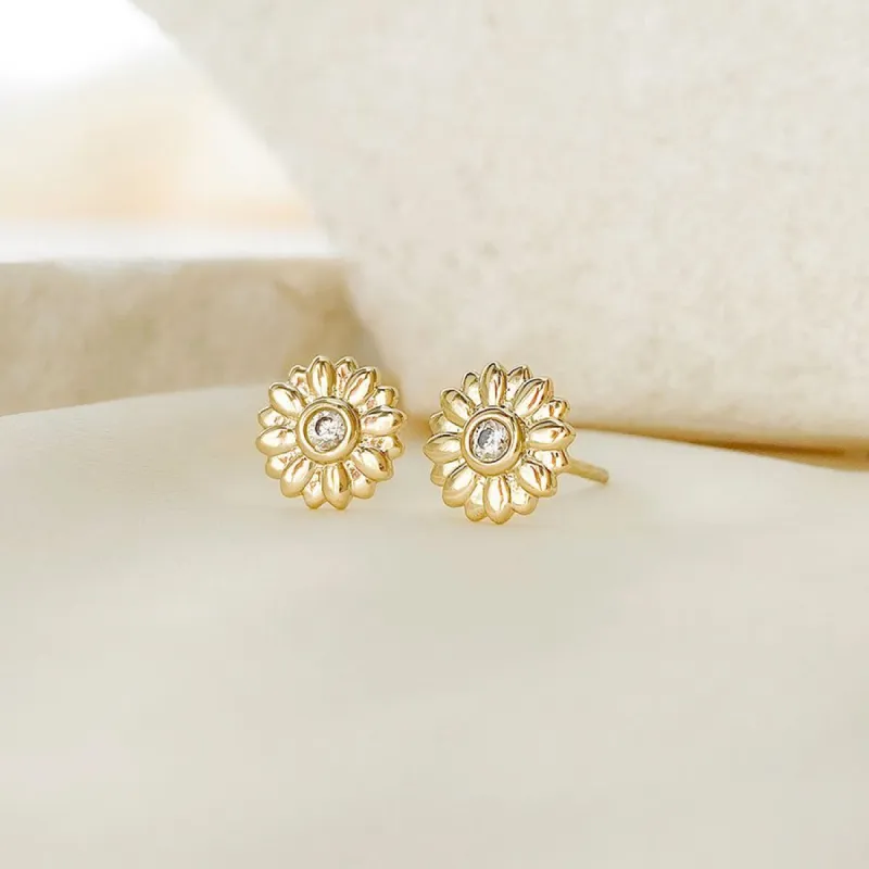 Daisy Gold Stud Earrings sold by Wanderlust and Co