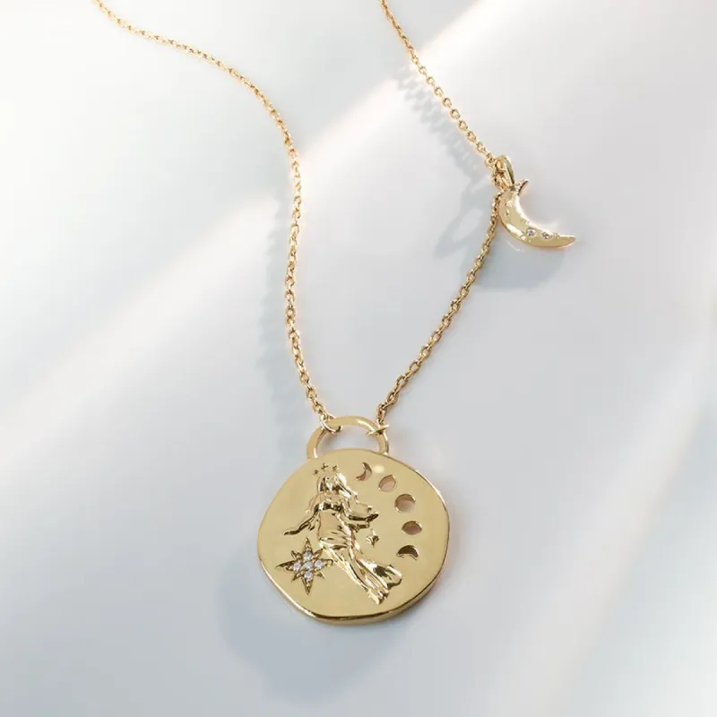 Selene Goddess Luna Gold Necklace sold by Wanderlust and Co