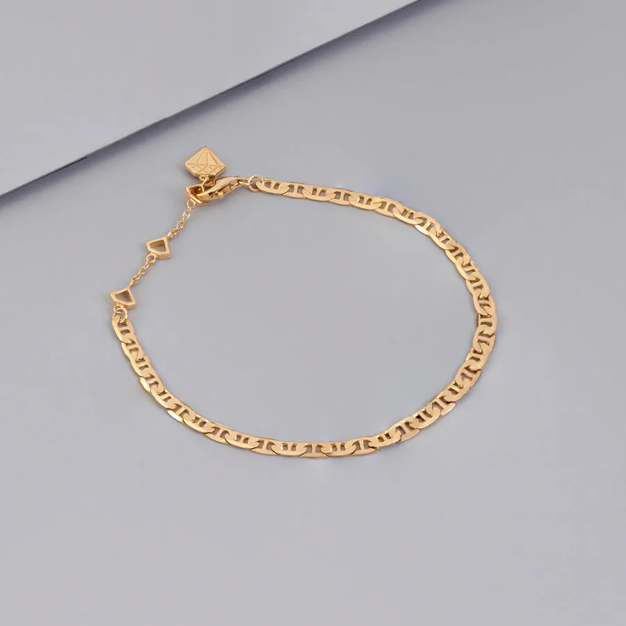 Figaro Link Chain 14K Gold Vermeil Bracelet sold by Wanderlust and Co