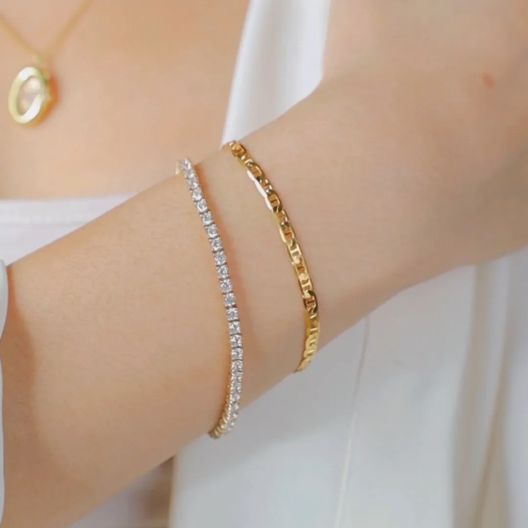 Figaro Link Chain 14K Gold Vermeil Bracelet sold by Wanderlust and Co product image thumbnail 3