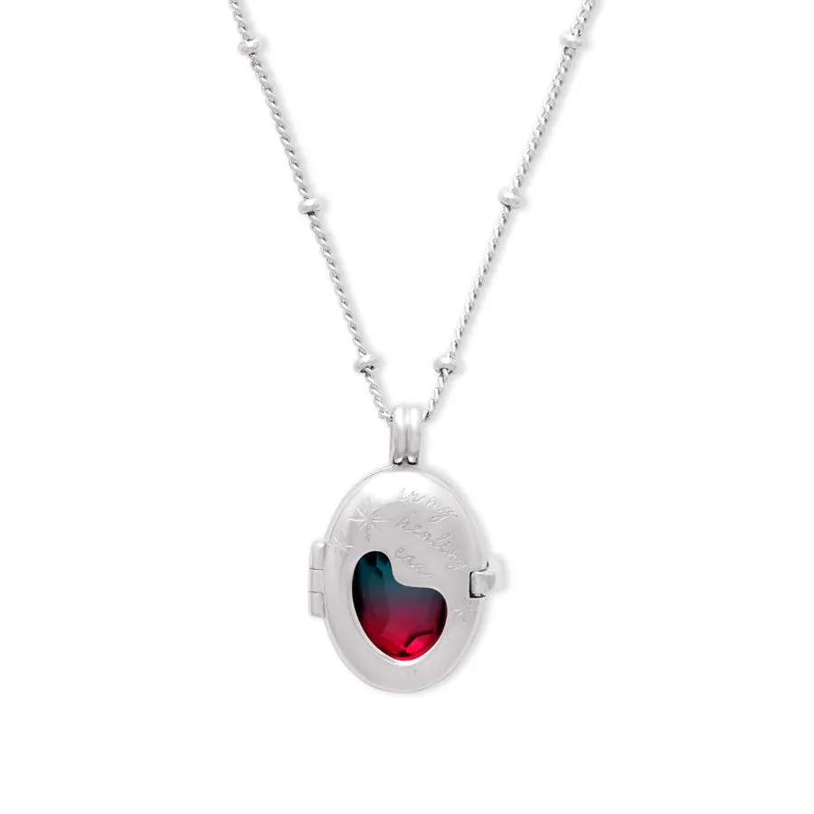Healing Ombre Fuchsia & Turquoise Silver Locket Necklace sold by Wanderlust and Co product image thumbnail 5