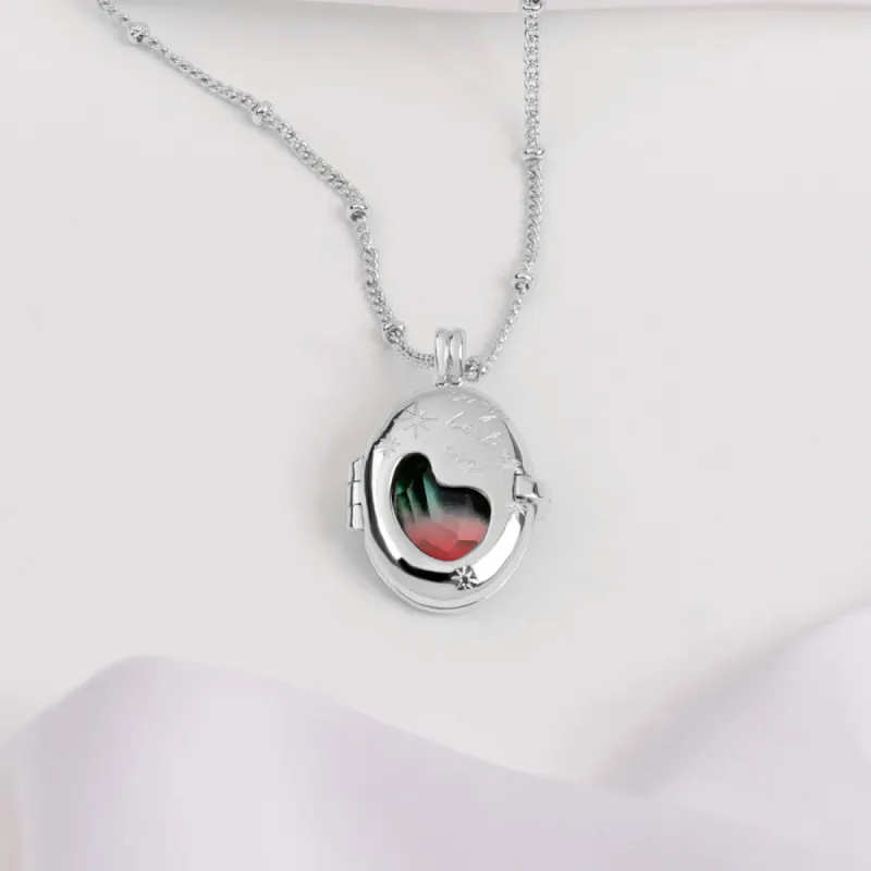 Healing Ombre Fuchsia & Turquoise Silver Locket Necklace sold by Wanderlust and Co