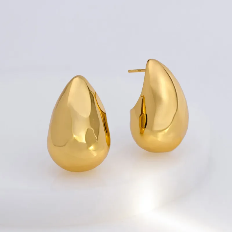 Teardrop Classic Gold 30mm Stud Earrings sold by Wanderlust and Co