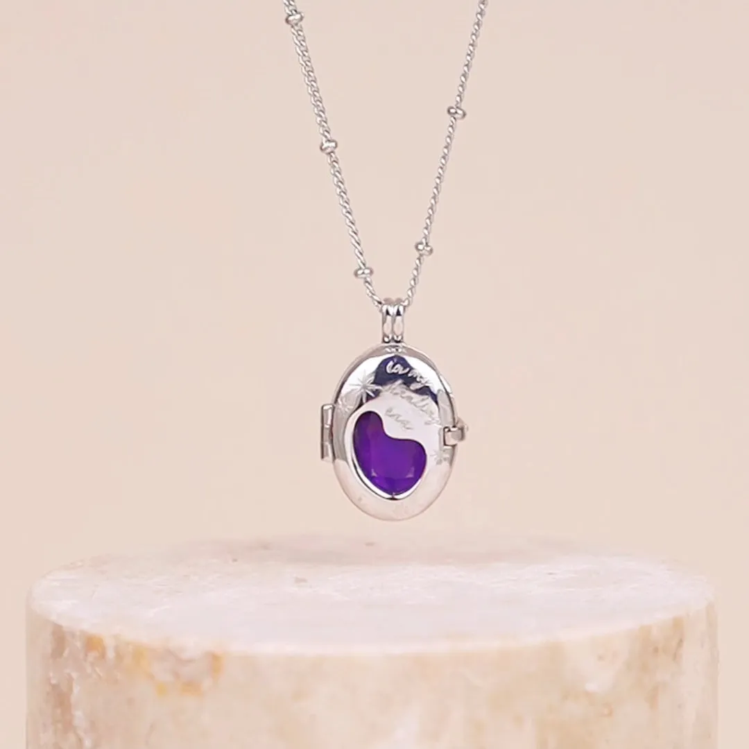 Healing Amethyst Silver Locket Necklace sold by Wanderlust and Co product image thumbnail 3